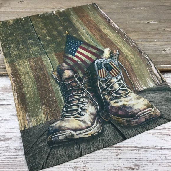 Rustic American Flag and Boots Garden Flag - Picture 2 of 9